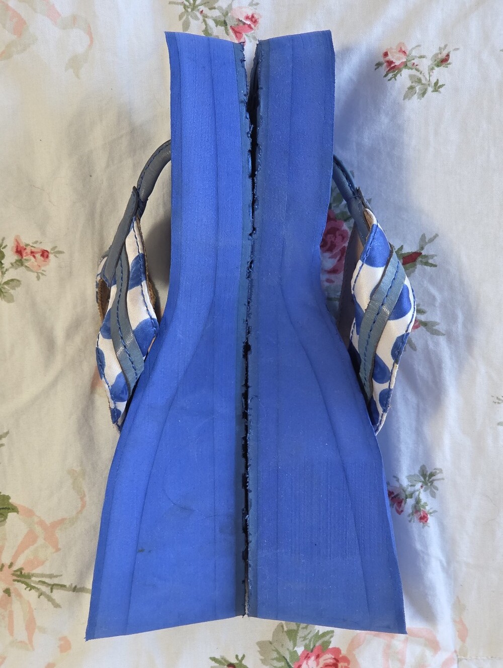 Coach Jaden Blue White Polka Dot Wedge Flip Flop | Signature Sole | Size 6 Y2K - Picture 9 of 15